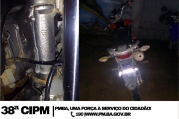 Moto recuperada. Foto: Polícia Militar