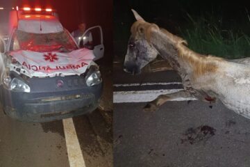 Acidente envolvendo carro e ambulância. Foto: reprodução