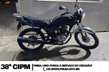 Moto apreendida. Foto: Polícia Militar