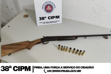 Espingarda apreendida. Foto: Polícia Militar
