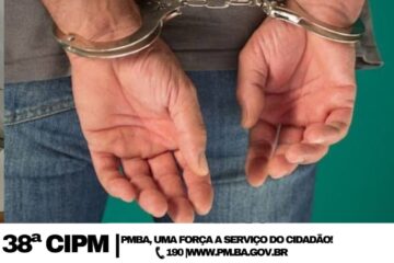 Acusado de roubo preso em Bom Jesus da Lapa. Foto: Polícia Militar