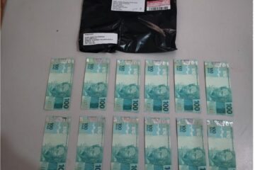 Notas falsas apreendidas. Foto: Polícia Militar