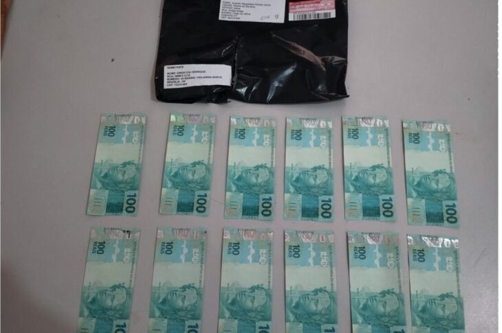 Notas falsas apreendidas. Foto: Polícia Militar