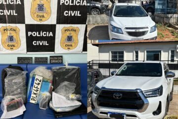 Carros apreendidos na operação. Foto: Polícia Civil