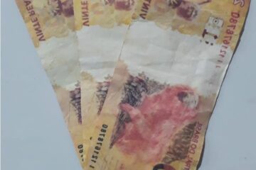 Cédulas apreendida. Foto: Polícia Militar