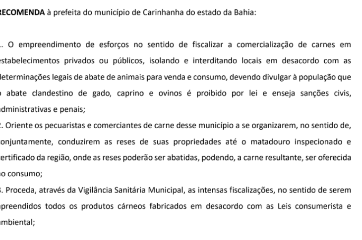 Recomendação do MP