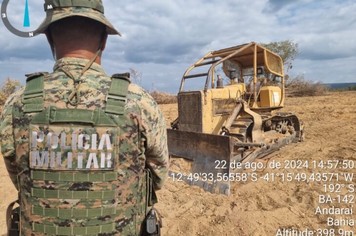 Trator apreendido em Andaraí. Foto: Polícia Militar