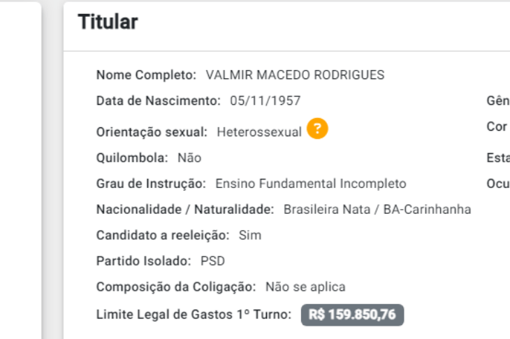 Valmir Rodrigues. Foto: reprodução TSE