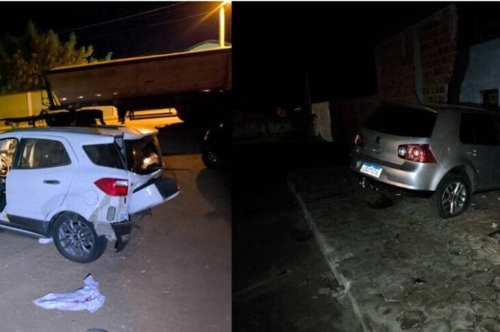 Carros envolvidos no acidente. Foto: Polícia Militar