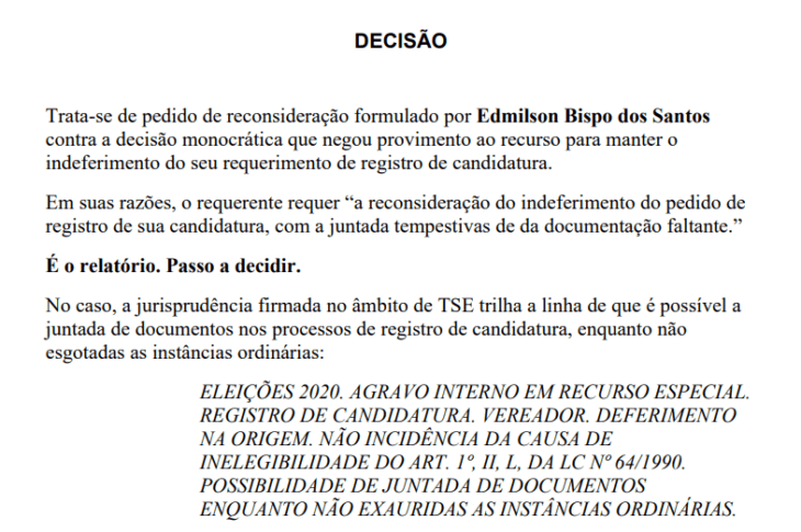 Decisão do TRE