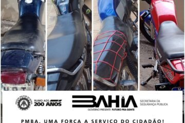 Motos apreendidas em Caetité e Tanque Novo. Foto: Polícia Militar