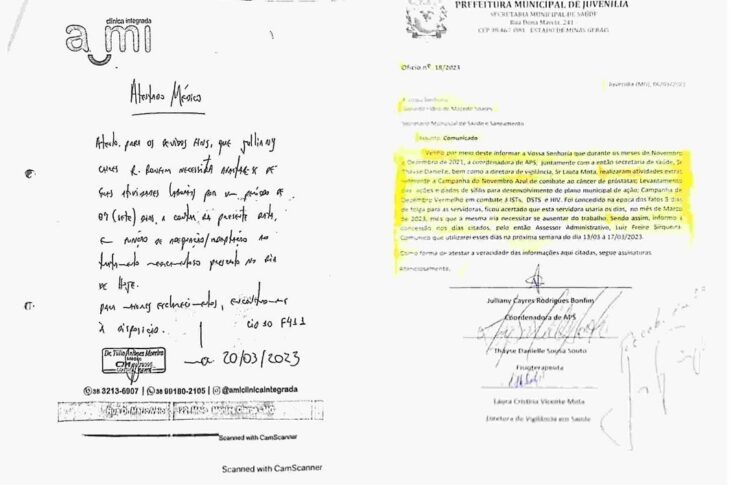 Documentos que comprovam. Foto: reprodução