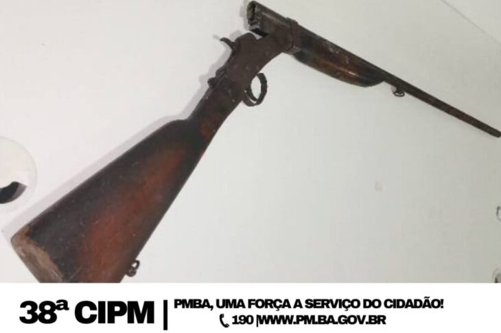 Arma apreendida pela Polícia Militar. Foto: Polícia Militar