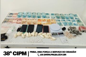 Material apreendido com o suspeito. Foto: Polícia Militar