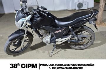 Moto localizada em Bom Jesus da Lapa. Foto: Polícia Militar