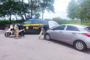 Carros apreendidos em Patos de Minas. Foto: PRF