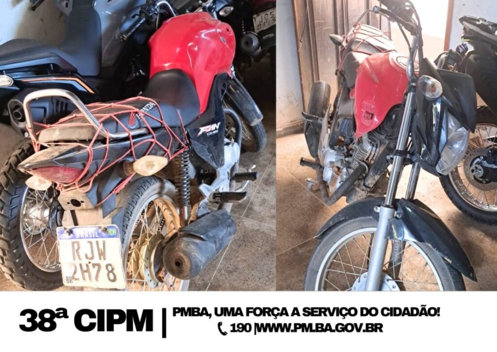 Moto apreendida em Riacho. Foto: Polícia Militar