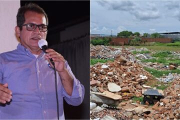 Vereador Fausto e o local de aterro.