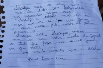 Carta deixada. Foto: reprodução