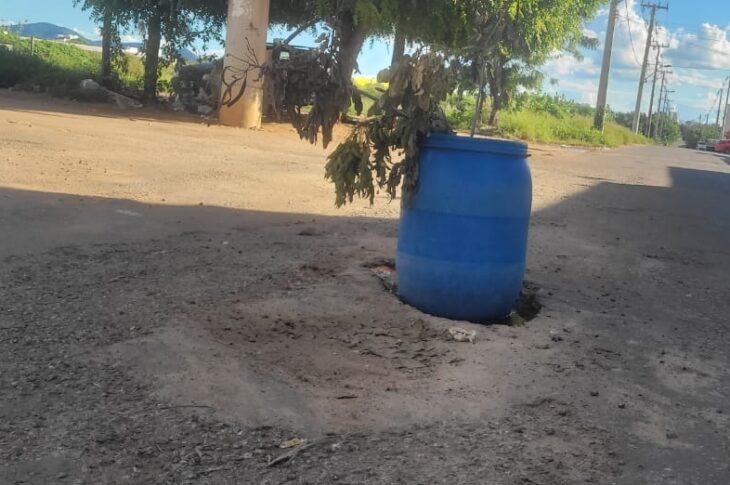Balde colocado no local