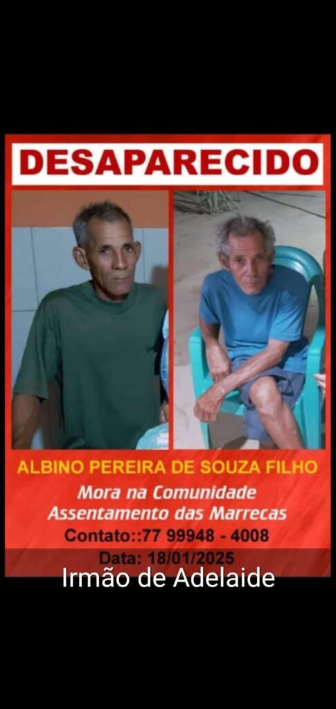 Albino desapereceu há quatro dias