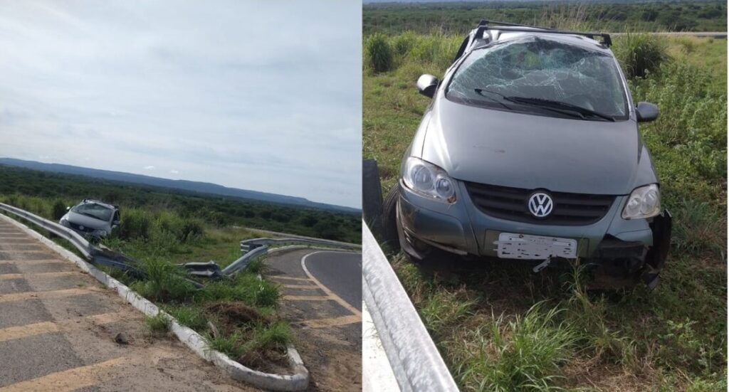 Carro envolvido em acidente. Foto: Radiola