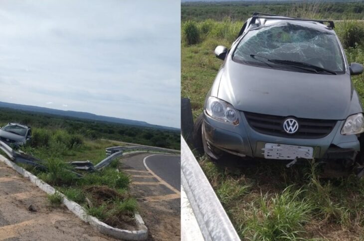 Carro envolvido em acidente. Foto: Radiola