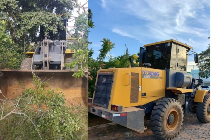 Pá carregadeira recuperada. Foto: Polícia Civil