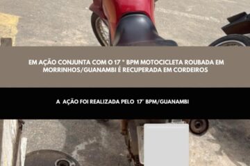 Moto furtada em Guanambi é recuperada em Cordeiros; polícia segue investigando o caso